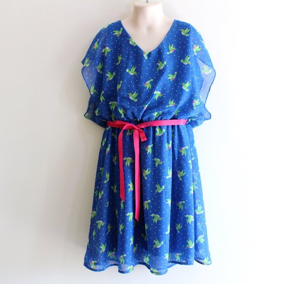 Route 66 Girl Dress Size 10 12 Chiffon Hummingbird - Picture 1 of 6